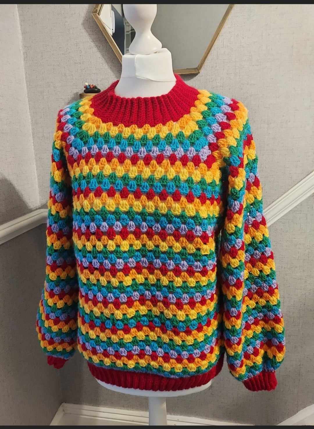 Granny Stripe Bell Sleeve Jumper Crochet Pattern - Main Image