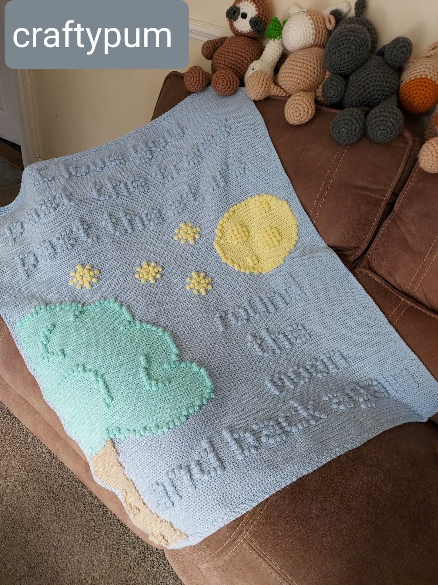 Crochet Baby Blanket I Love You Round The Moon