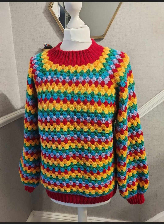 Granny Stripe Bell Sleeve Jumper Crochet Pattern