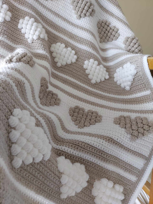 Crochet Pattern for Mellow Hearts Blanket