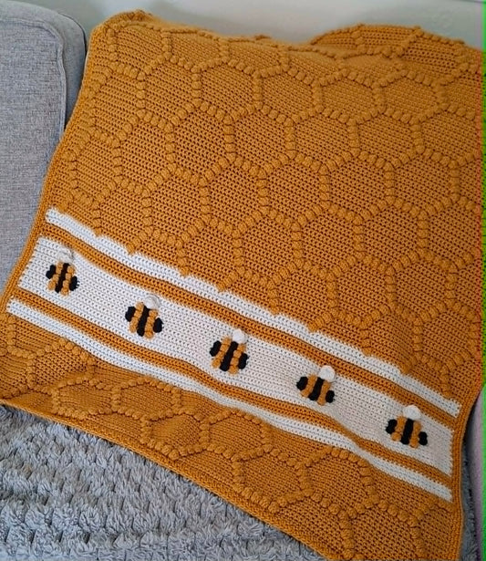 Bumble Bee Hive blanket crochet pattern