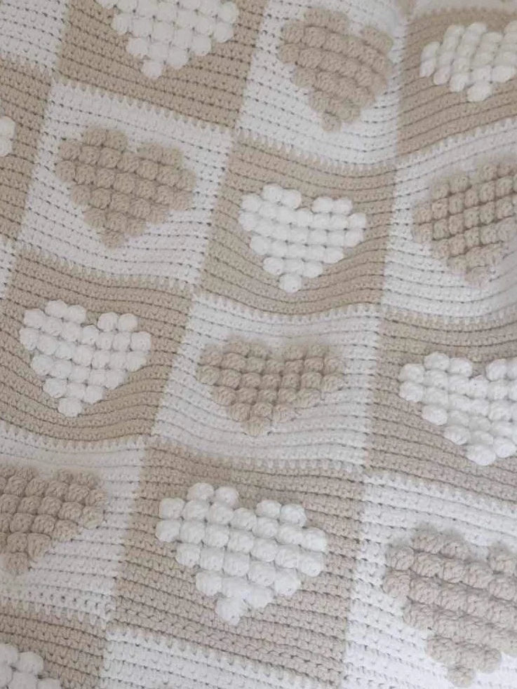 Crochet Blanket Pattern Chequered Hearts