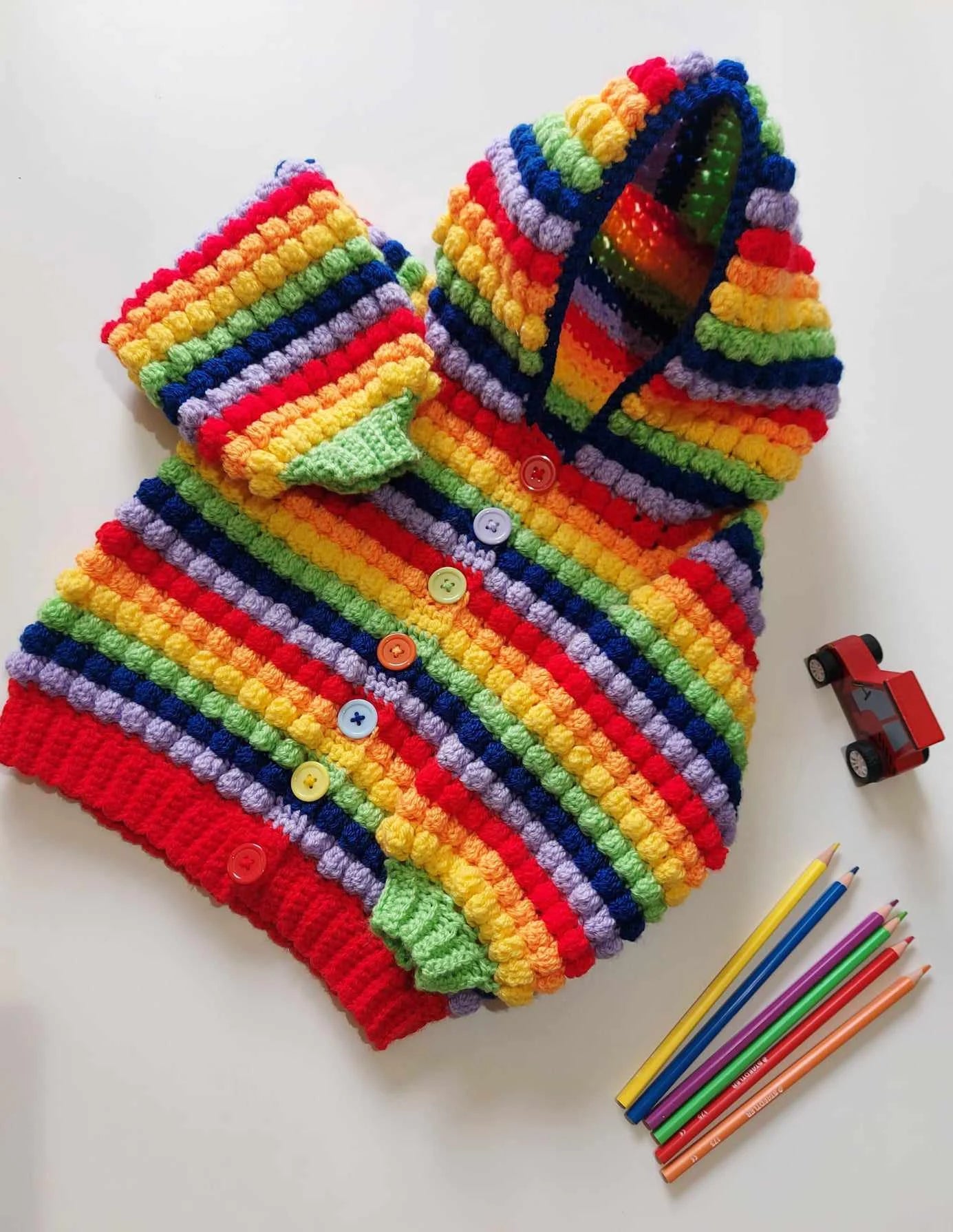Childs hooded cardigan crochet pattern